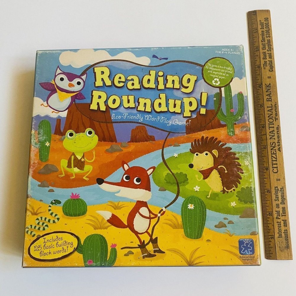 Reading Roundup! Eco Friendly Word Play Board Game Basic Building Block Words - Picture 2 of 11